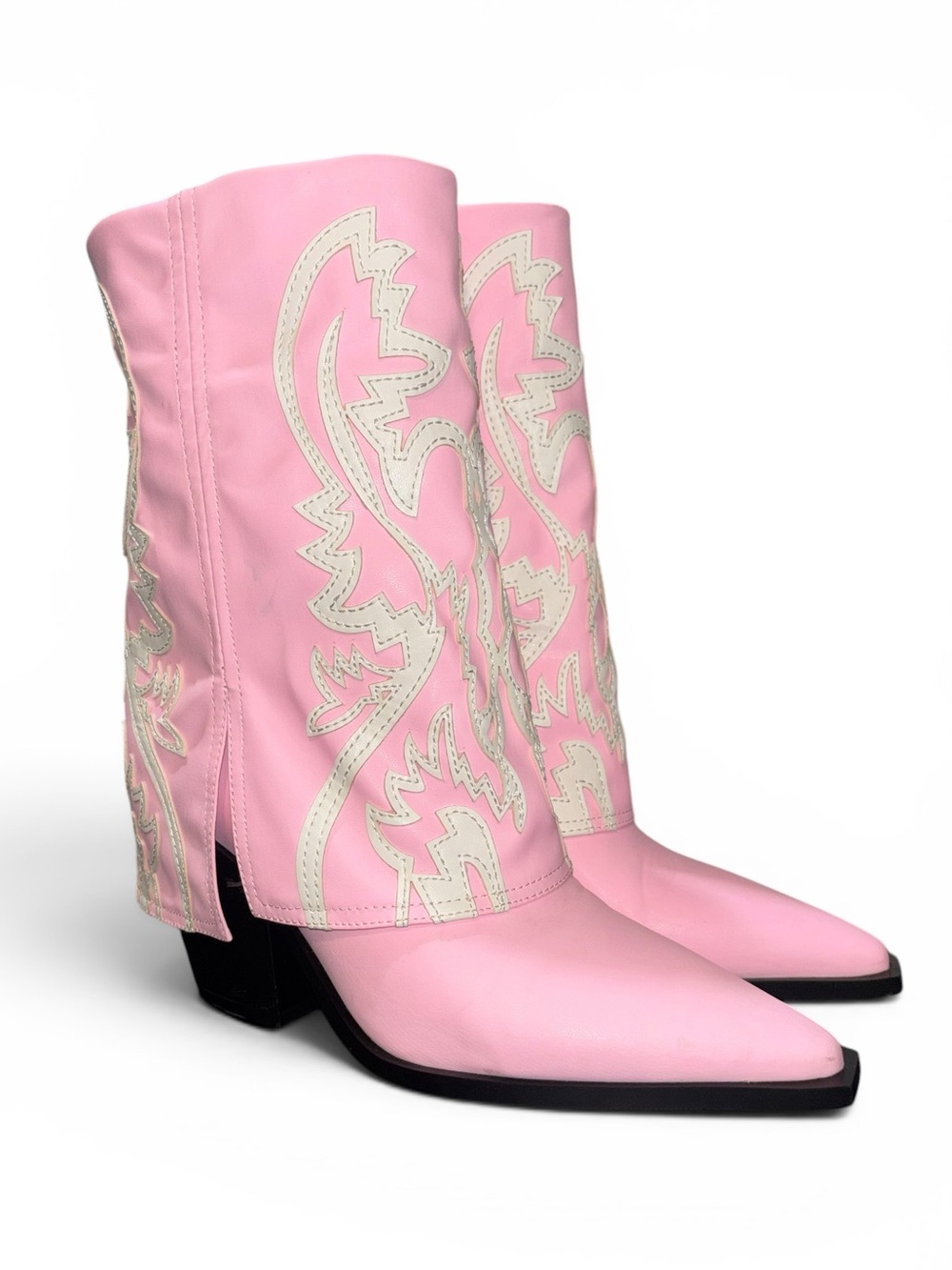 Azalea Wang Esperanza Cowboy Boots in Light Pink Women's Size 7.5